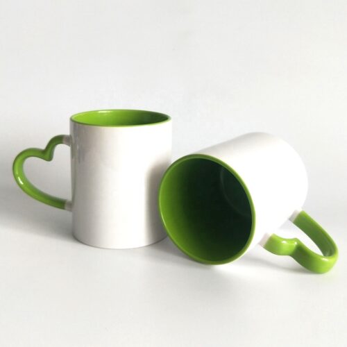 Sublimation Inner Heart Handle Color Mug Green by meriTokri