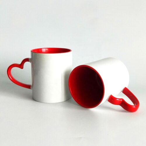 Sublimation Inner Heart Handle Color Mug Red by meriTokri