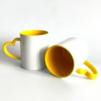 Sublimation Inner Heart Handle Color Mug Yellow by meriTokri